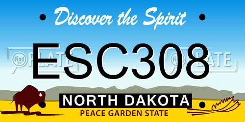 ESC308 North Dakota License Plate
