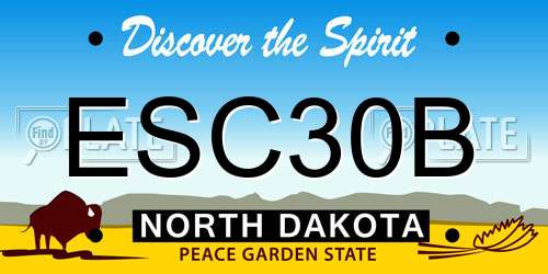 ESC30B North Dakota License Plate