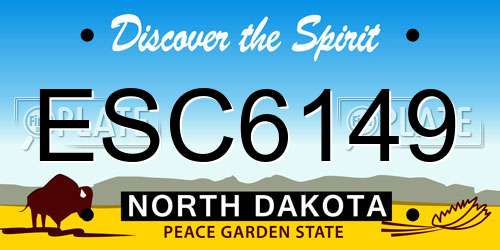 ESC6149 North Dakota License Plate