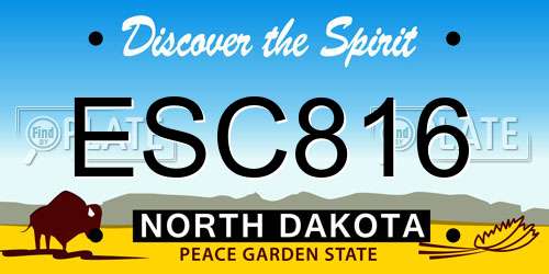 ESC816 North Dakota License Plate