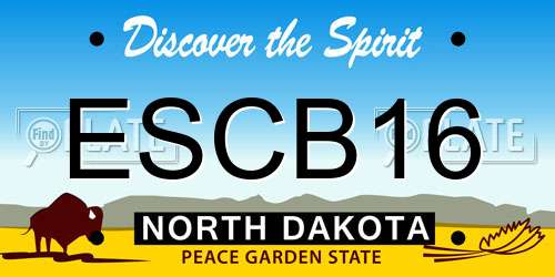 ESCB16 North Dakota License Plate