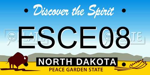 ESCE08 North Dakota License Plate