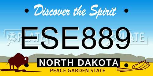 ESE889 North Dakota License Plate