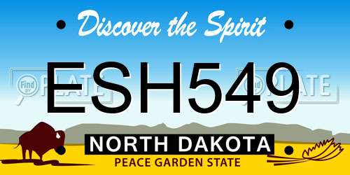 ESH549 North Dakota License Plate