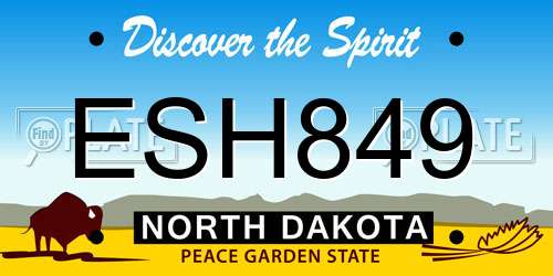 ESH849 North Dakota License Plate