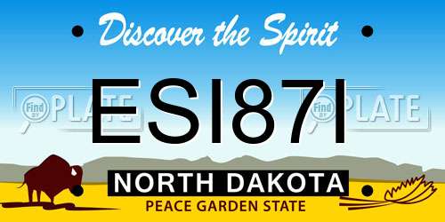 ESI87I North Dakota License Plate