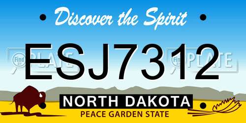 ESJ7312 North Dakota License Plate