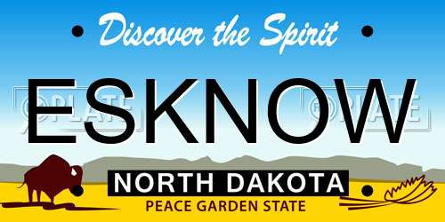 ESKNOW North Dakota License Plate