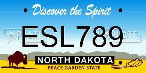 ESL789 North Dakota License Plate