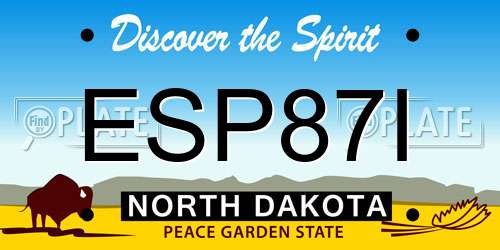 ESP87I North Dakota License Plate