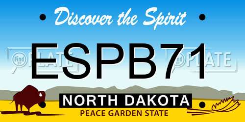 ESPB71 North Dakota License Plate