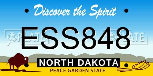 ESS848 North Dakota License Plate
