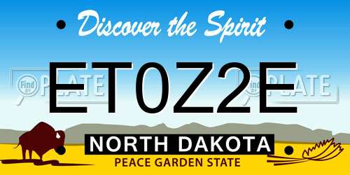 ET0Z2E North Dakota License Plate