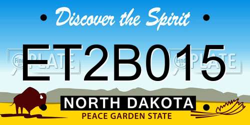 ET2B015 North Dakota License Plate