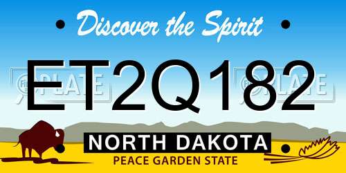ET2Q182 North Dakota License Plate