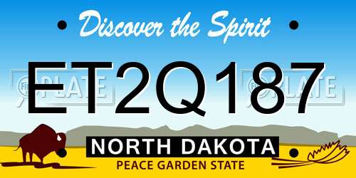 ET2Q187 North Dakota License Plate