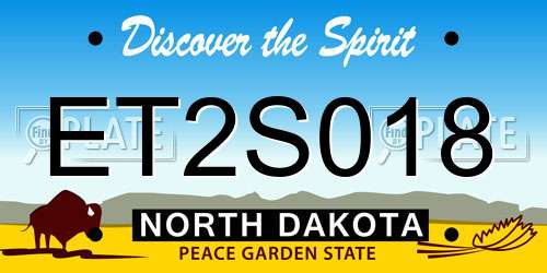 ET2S018 North Dakota License Plate