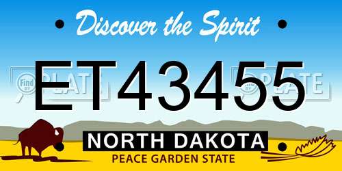 ET43455 North Dakota License Plate