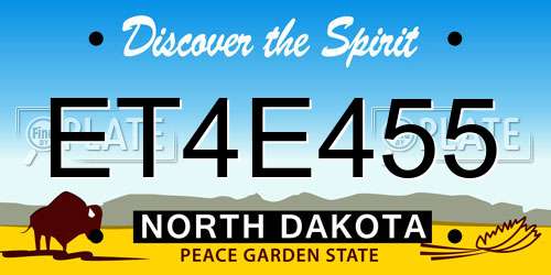 ET4E455 North Dakota License Plate
