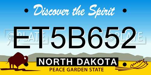 ET5B652 North Dakota License Plate