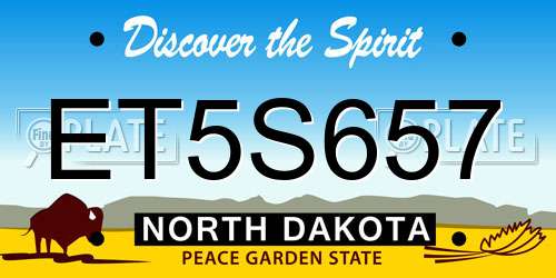 ET5S657 North Dakota License Plate