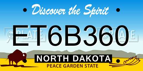 ET6B360 North Dakota License Plate