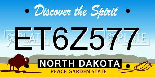 ET6Z577 North Dakota License Plate