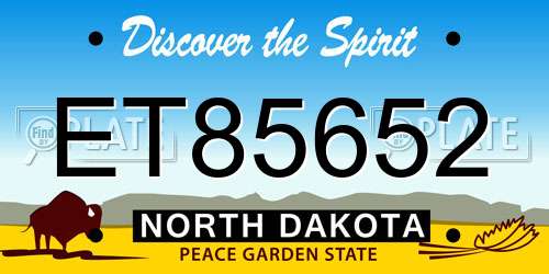 ET85652 North Dakota License Plate