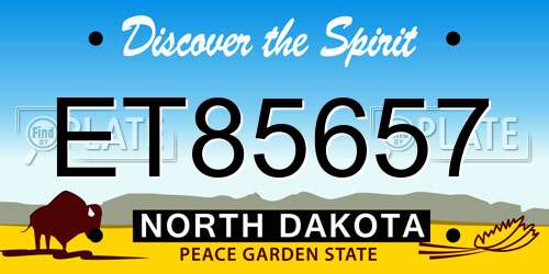 ET85657 North Dakota License Plate