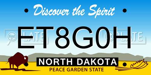 ET8G0H North Dakota License Plate