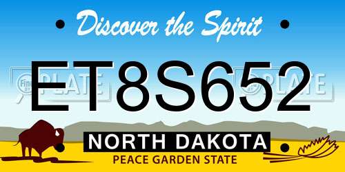 ET8S652 North Dakota License Plate