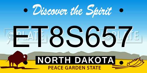 ET8S657 North Dakota License Plate