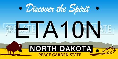 ETA10N North Dakota License Plate