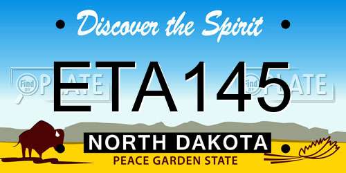 ETA145 North Dakota License Plate