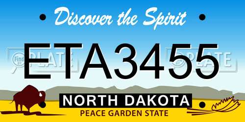 ETA3455 North Dakota License Plate