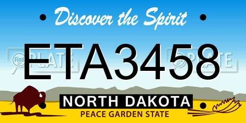 ETA3458 North Dakota License Plate