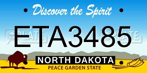 ETA3485 North Dakota License Plate