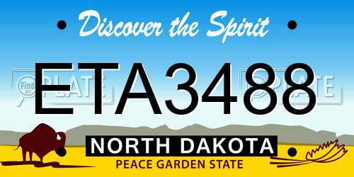 ETA3488 North Dakota License Plate