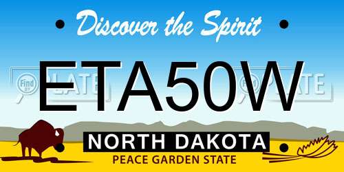ETA50W North Dakota License Plate