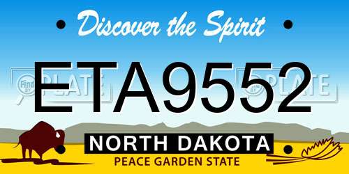 ETA9552 North Dakota License Plate