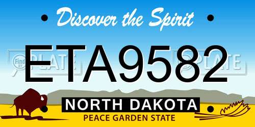 ETA9582 North Dakota License Plate
