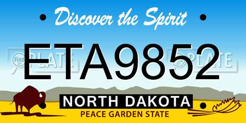 ETA9852 North Dakota License Plate