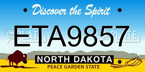 ETA9857 North Dakota License Plate