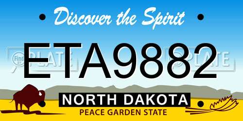 ETA9882 North Dakota License Plate