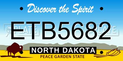 ETB5682 North Dakota License Plate