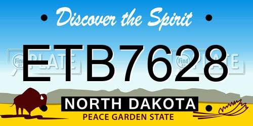 ETB7628 North Dakota License Plate