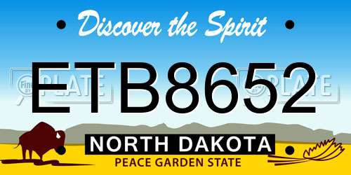 ETB8652 North Dakota License Plate