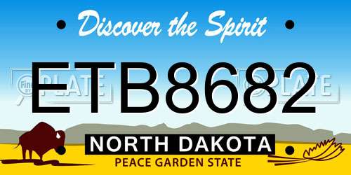 ETB8682 North Dakota License Plate