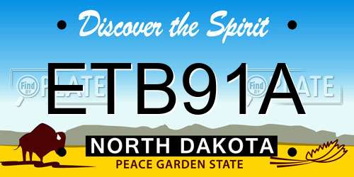 ETB91A North Dakota License Plate
