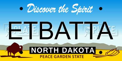 ETBATTA North Dakota License Plate